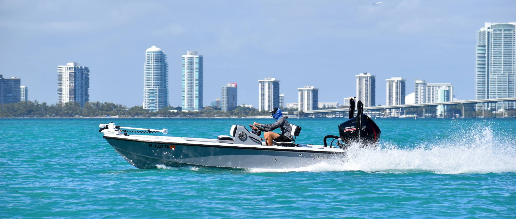 V Tech 18' flats boat on the water